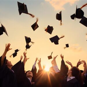 visuel doctoriales, étudiants qui fêtent leur remise de diplôme